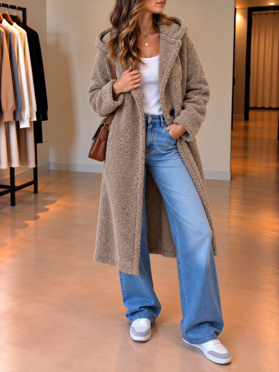 Jana Long Hooded Sherpa Coat