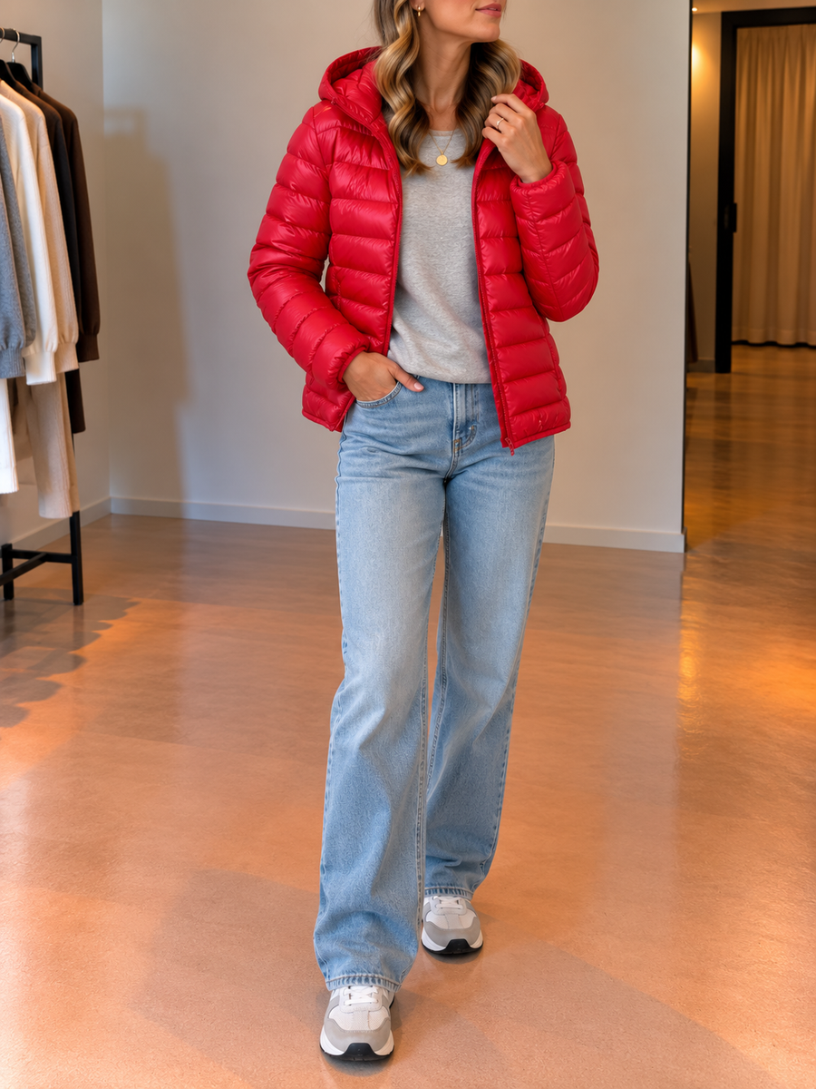 Isabelle Lightweight Packable Hooded Puffer Jacket