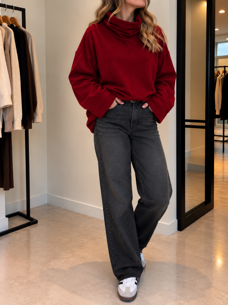 Charity Turtleneck Hooded Oversized Sweatshirt