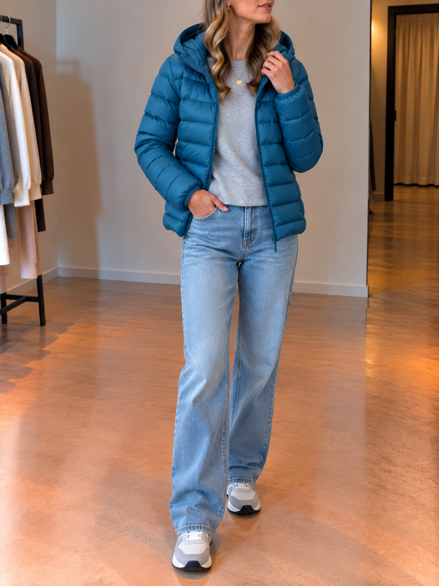 Isabelle Lightweight Packable Hooded Puffer Jacket