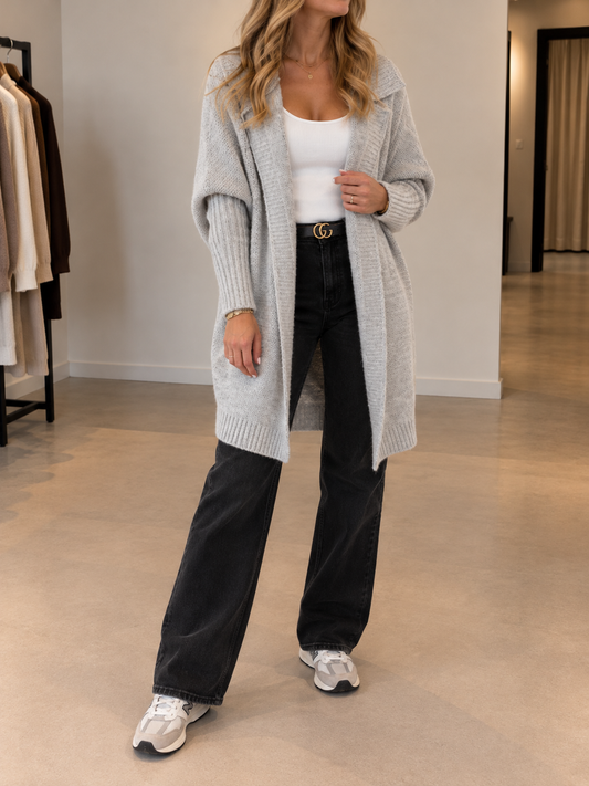 Lorina Oversized Hooded Open Cardigan