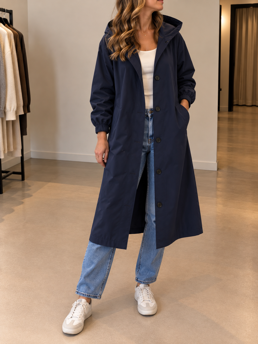 Vessa Long Hooded Trench Coat