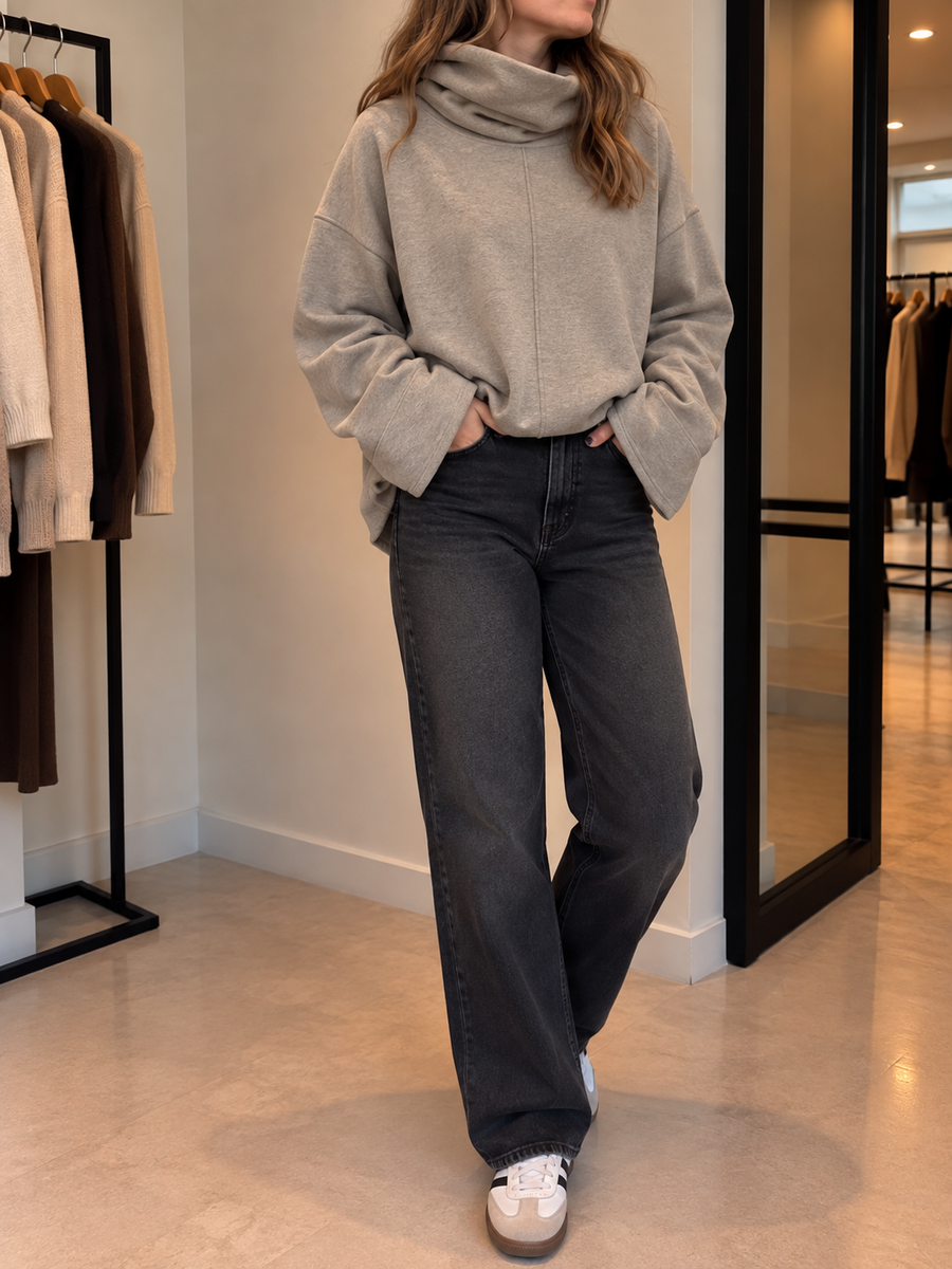 Charity Turtleneck Hooded Oversized Sweatshirt