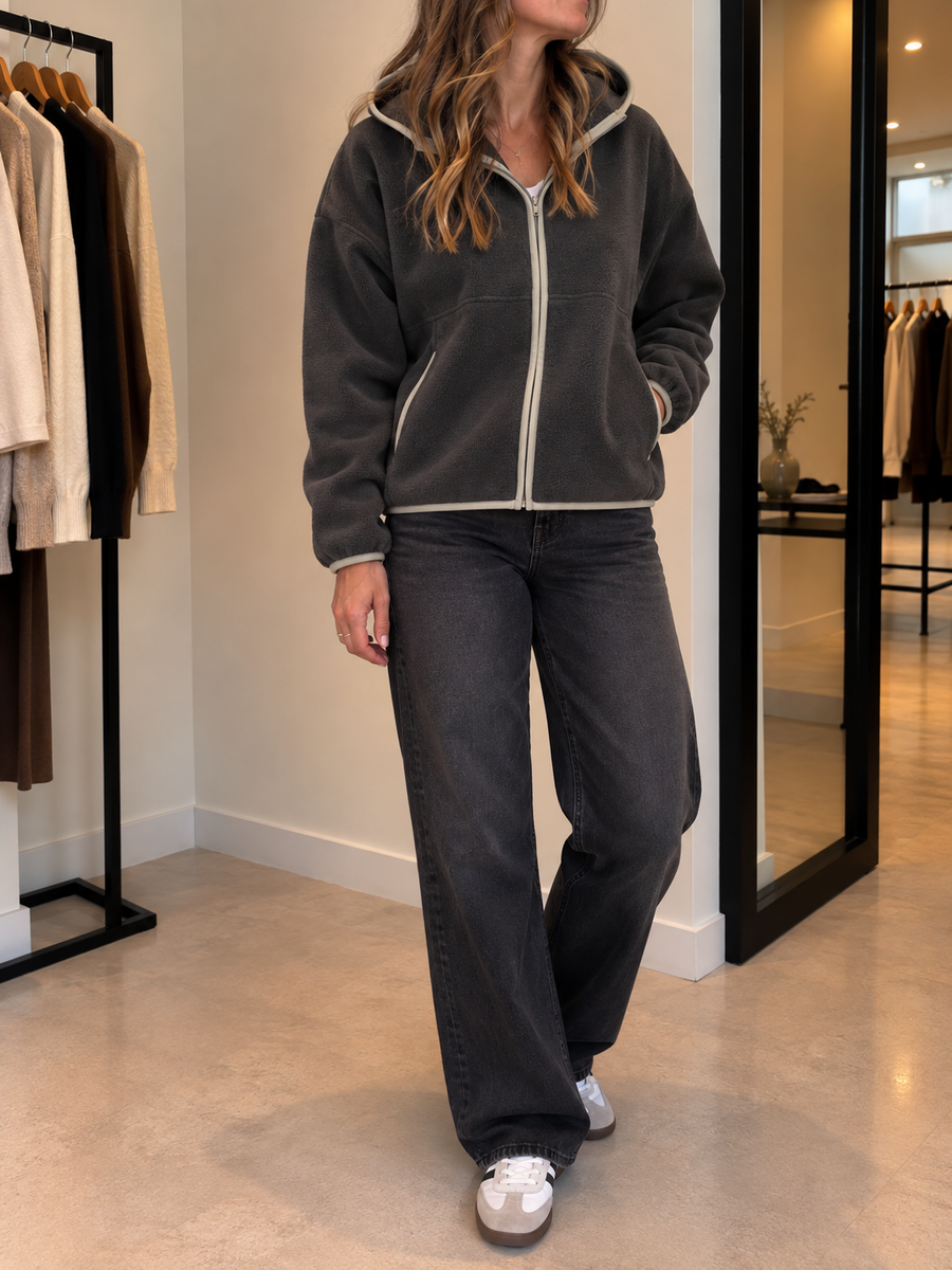 Edina Contrast Trim Zip Hoodie