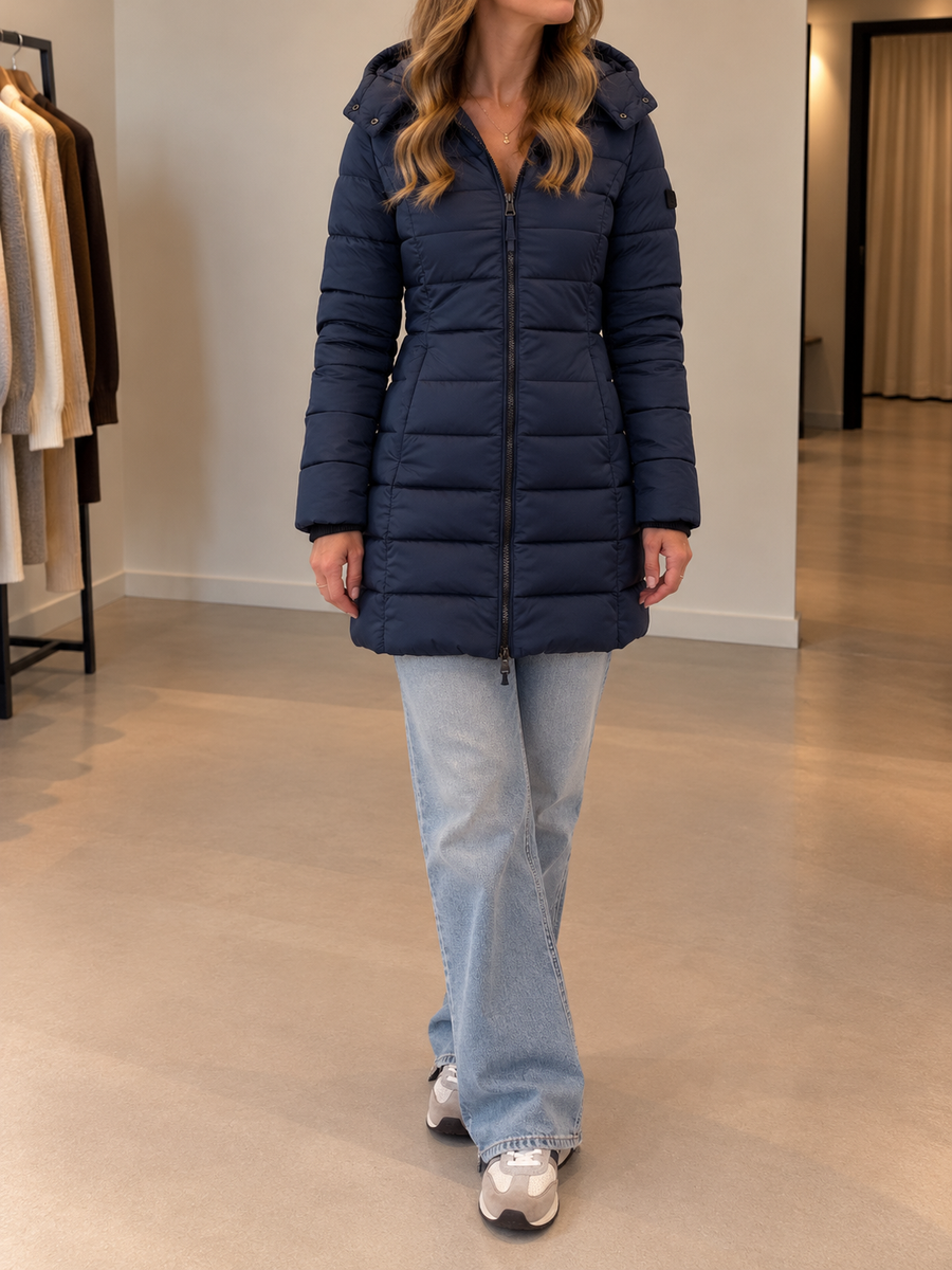 Gesine Long Warm Coat with Detachable Faux Fur Collar