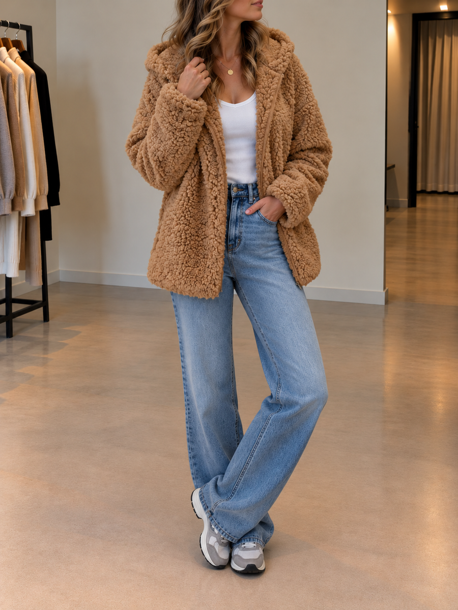 Fabienne Sherpa Zip Coat