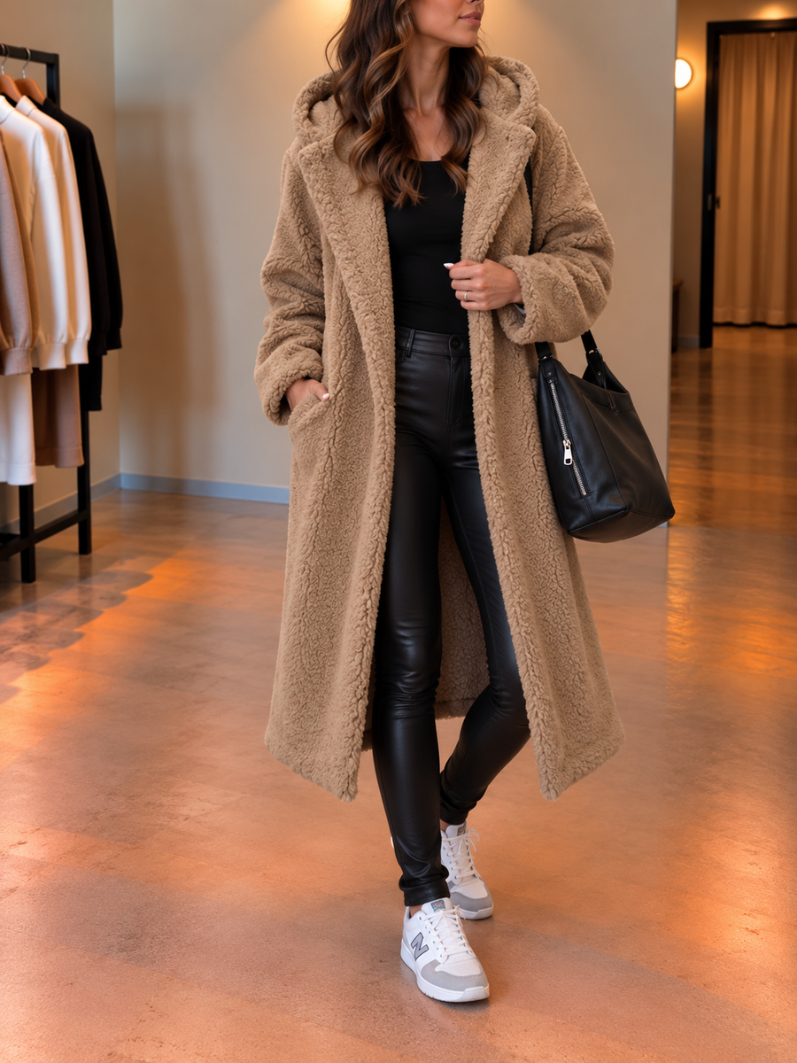 Jana Long Hooded Sherpa Coat