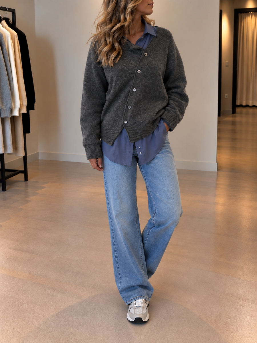 Edda Oversized V Neck Button Cardigan