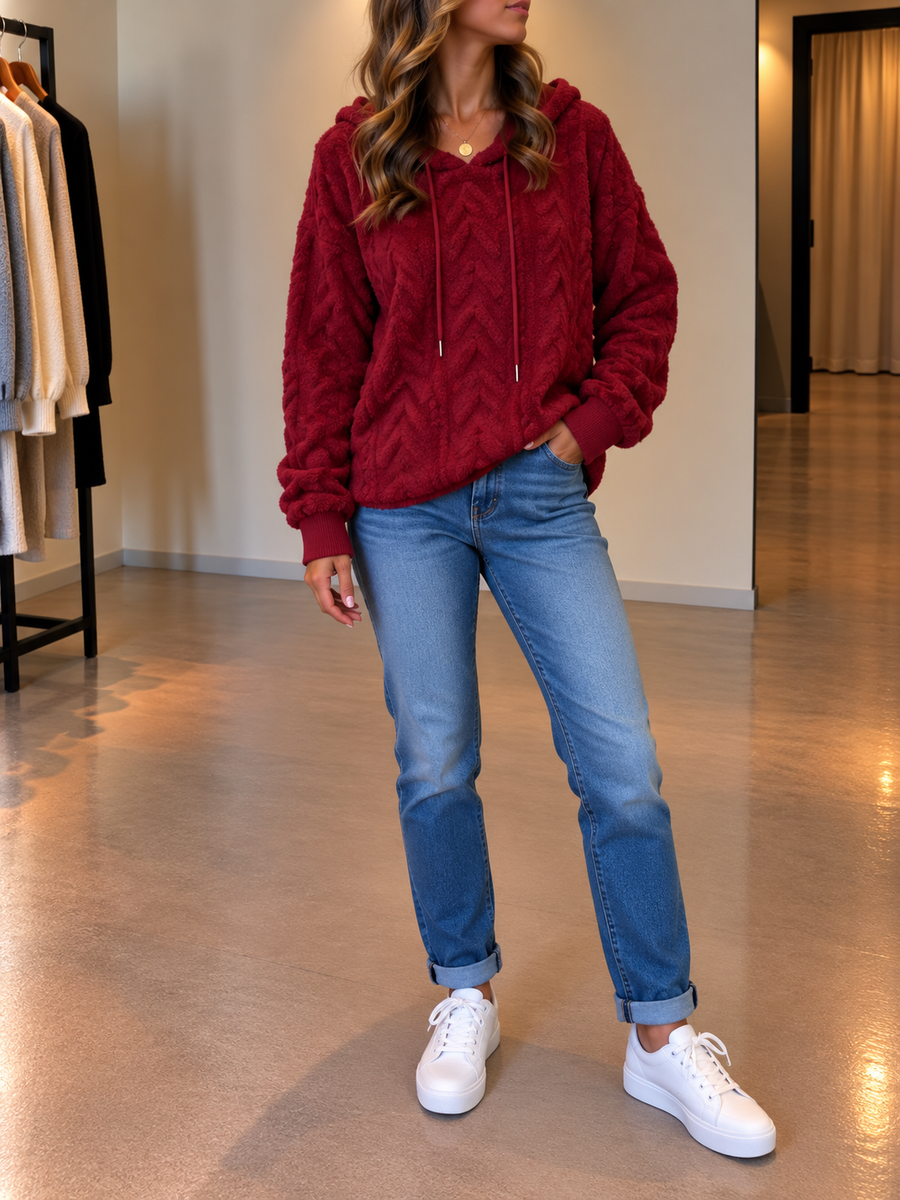 Carolina Sherpa Cable Pattern Hoodie