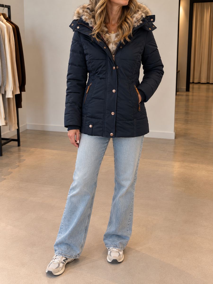 Alba Quilted Puffer Jacket with Faux Fur Hood