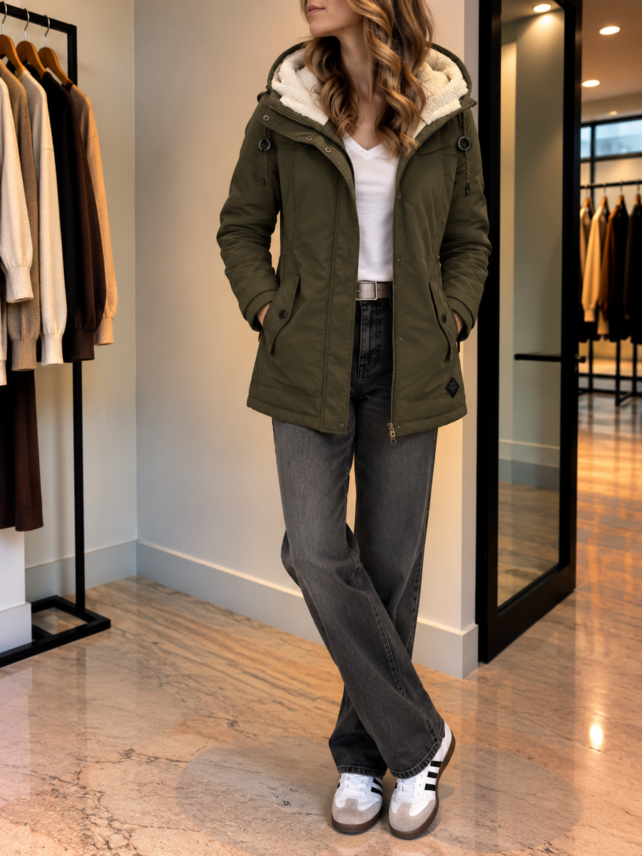 Janina Teddy Lined Hood Short Parka