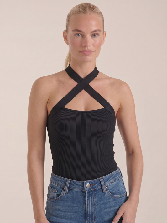 Allison Crossover Halter Neck Cut Out Top