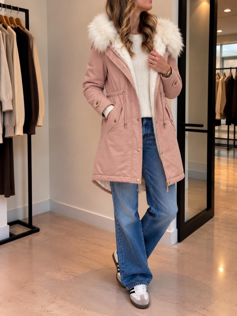 Romy Faux Fur Hood Drawstring Waist Parka