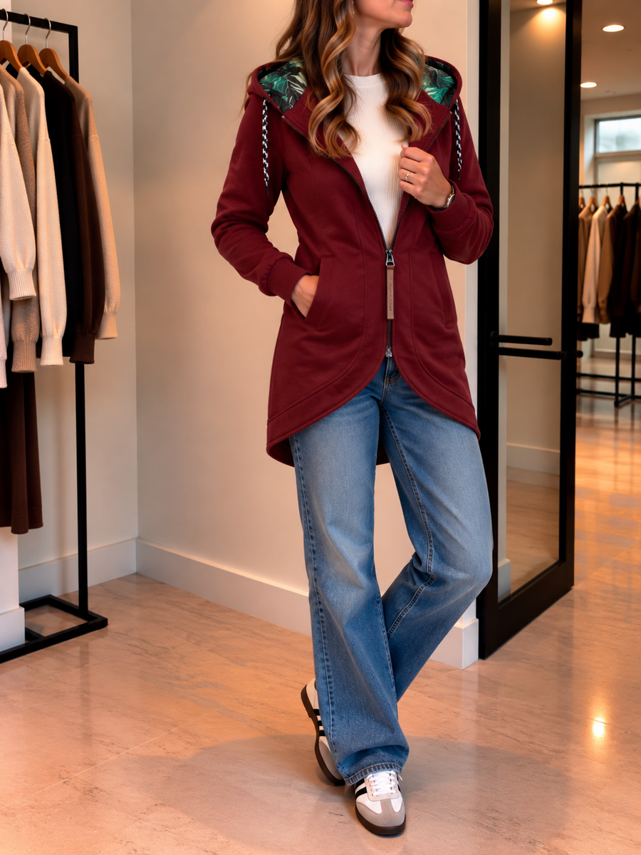 Fiana Asymmetric Hem Hooded Winter Coat