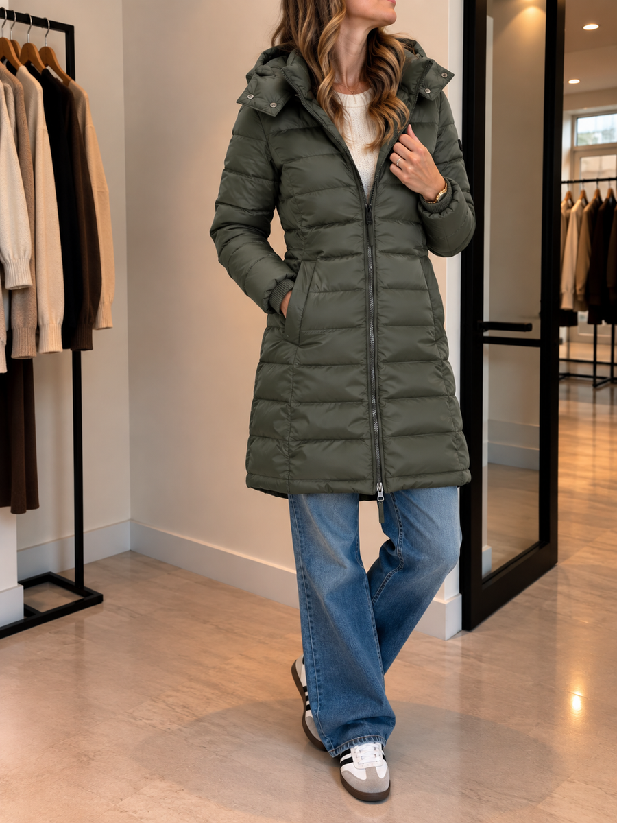 Joleen Long Quilted Hooded Coat