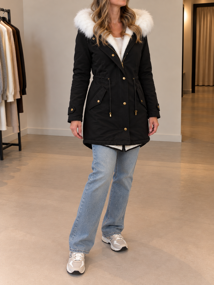 Lieke Fleece Lined Padded Hooded Winter Coat