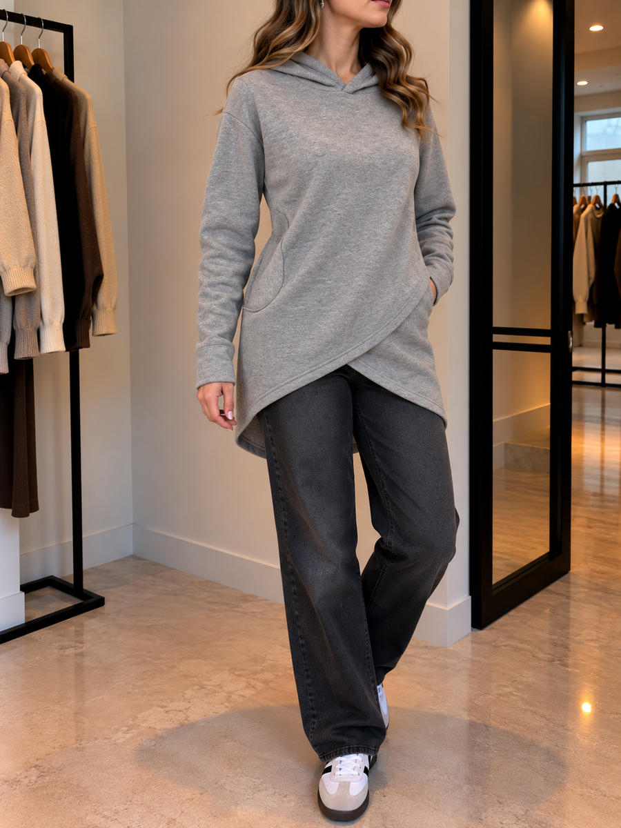 Fenna Oversized Wrap Hem Hoodie