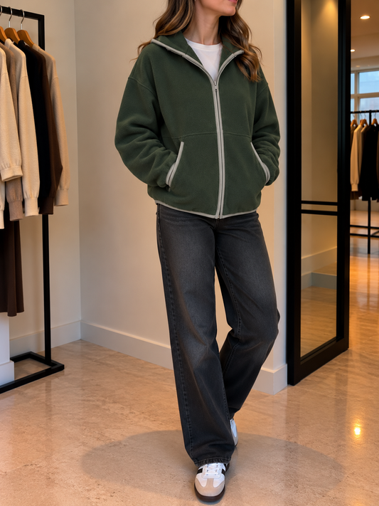 Edina Contrast Trim Zip Hoodie
