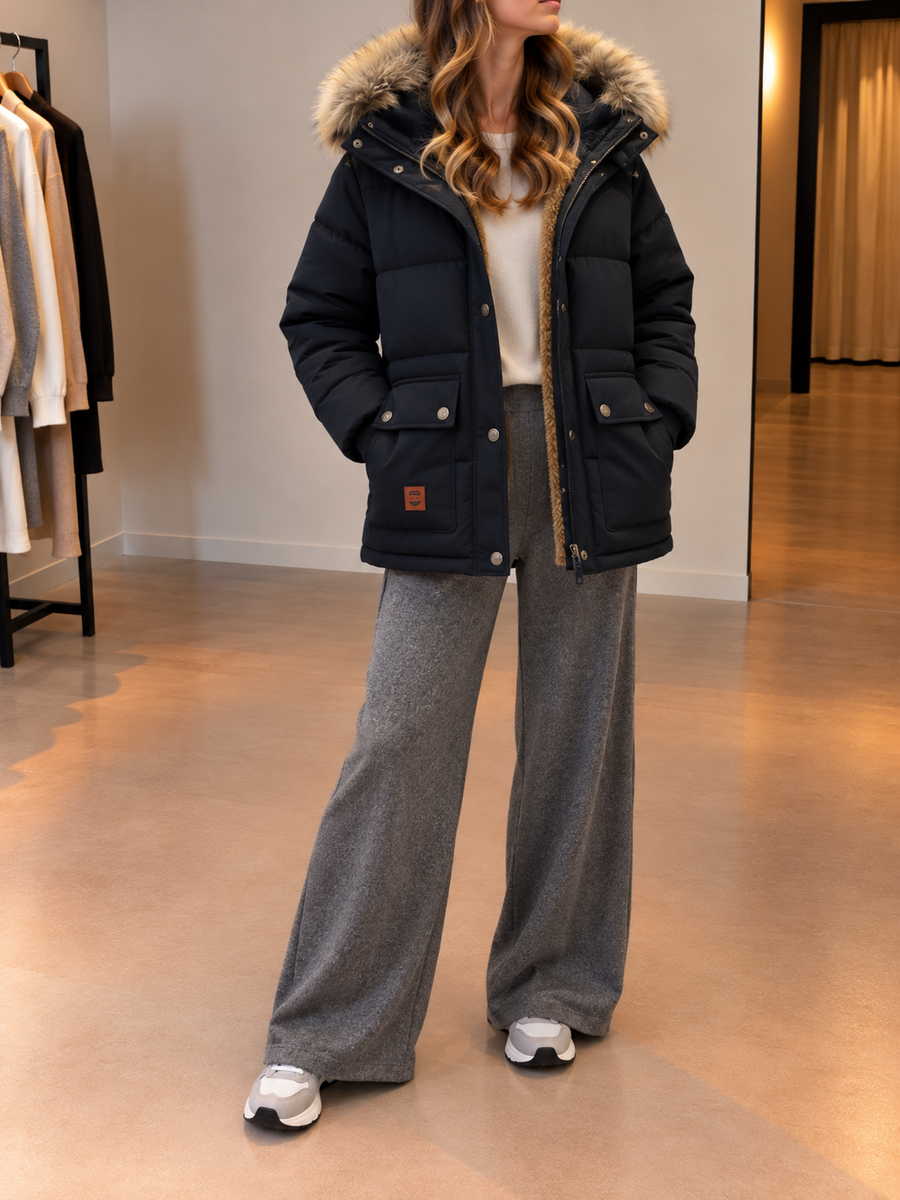 Dorothee Windproof Parka with Faux Fur Hood
