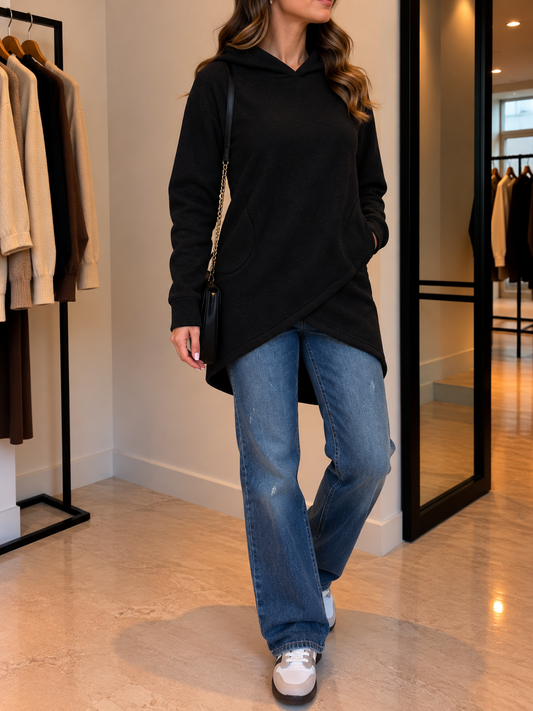 Fenna Oversized Wrap Hem Hoodie