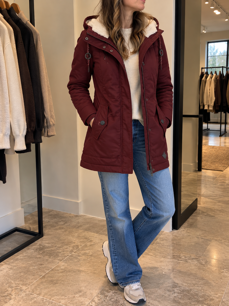 Janina Teddy Lined Hood Short Parka