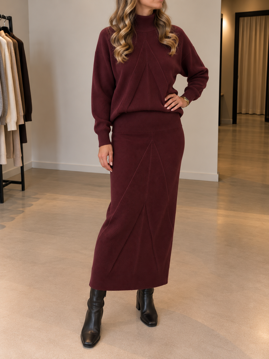 Natalia Ribbed Turtleneck Midi Sweater Dress