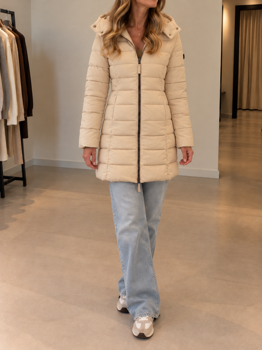 Gesine Long Warm Coat with Detachable Faux Fur Collar