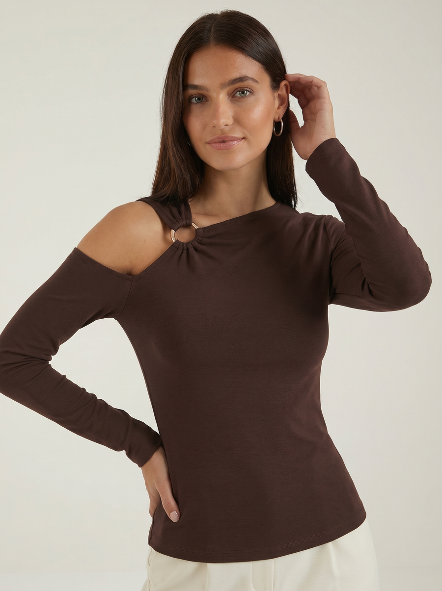 Joann Asymmetric Cut Out Long Sleeve Top