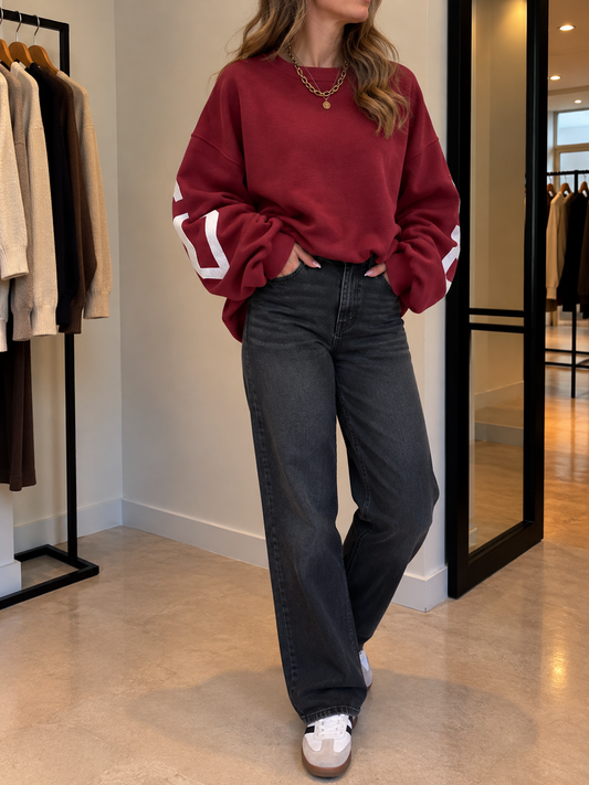 Reni Oversized Contrast Stripe Sleeve Sweatshirt