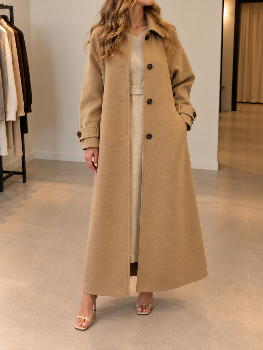 Noelle Maxi Double Breasted Belted Trench Coat