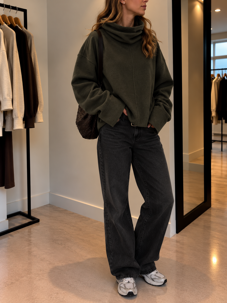 Charity Turtleneck Hooded Oversized Sweatshirt