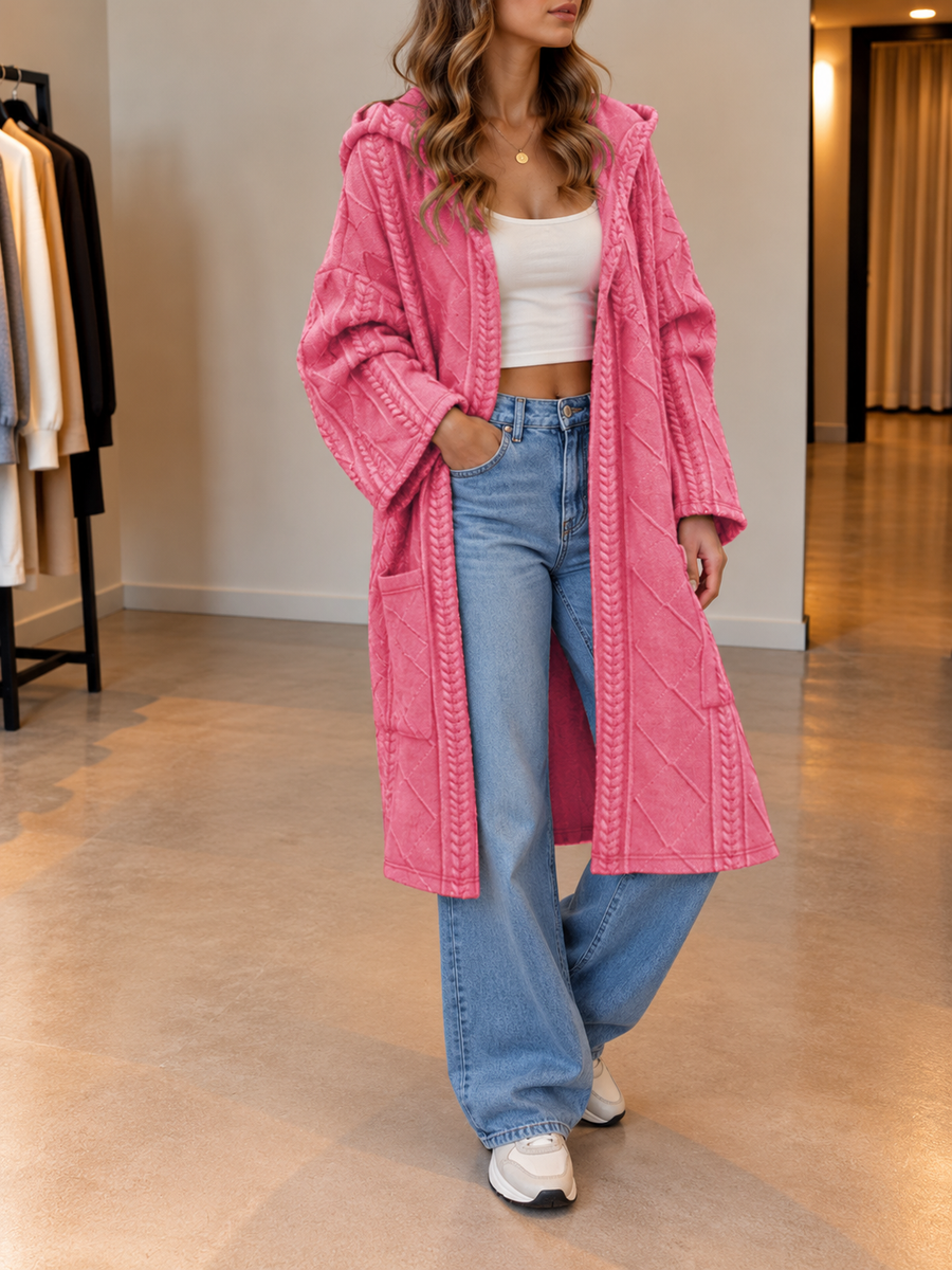 Nynke Long Hooded Knit Cardigan