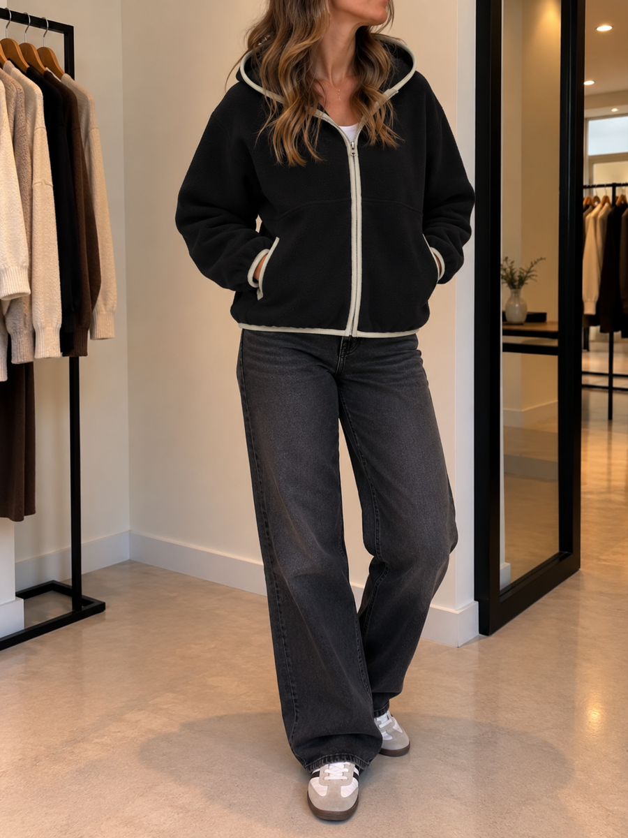 Edina Contrast Trim Zip Hoodie