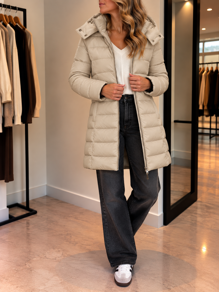 Joleen Long Quilted Hooded Coat