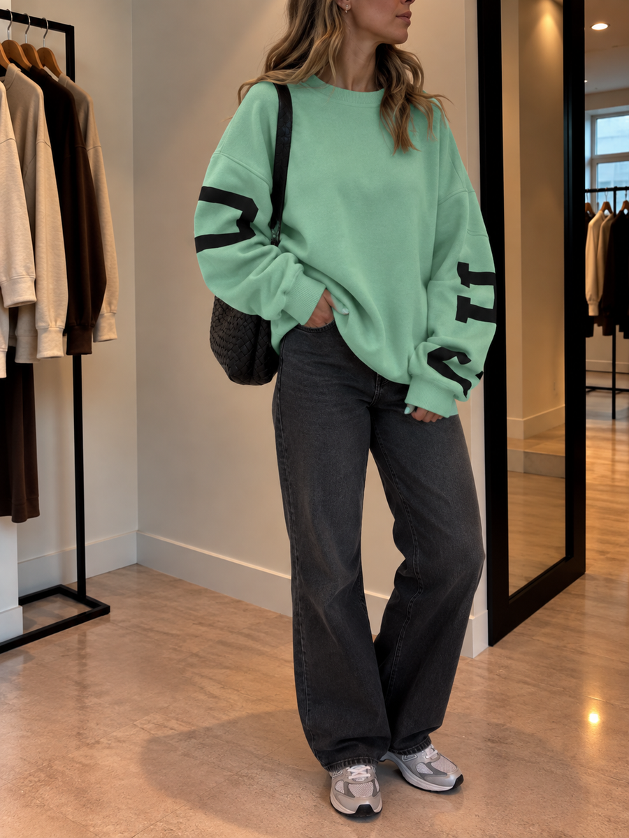 Reni Oversized Contrast Stripe Sleeve Sweatshirt