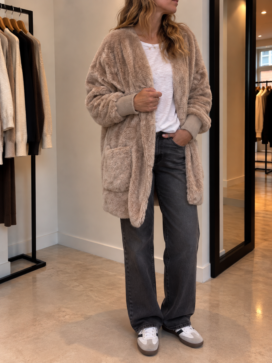 Tamia Oversized Sherpa Hooded Cardigan