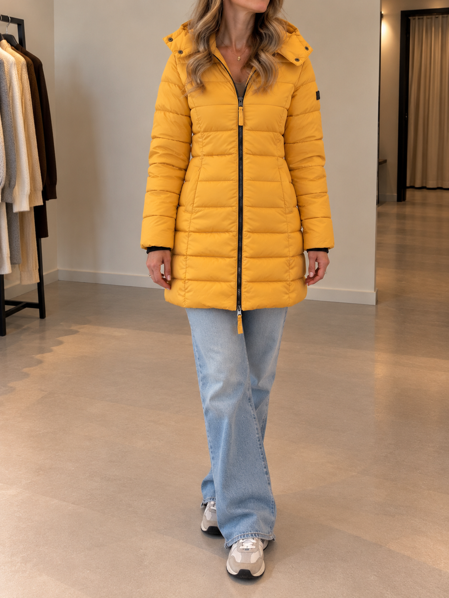Gesine Long Warm Coat with Detachable Faux Fur Collar