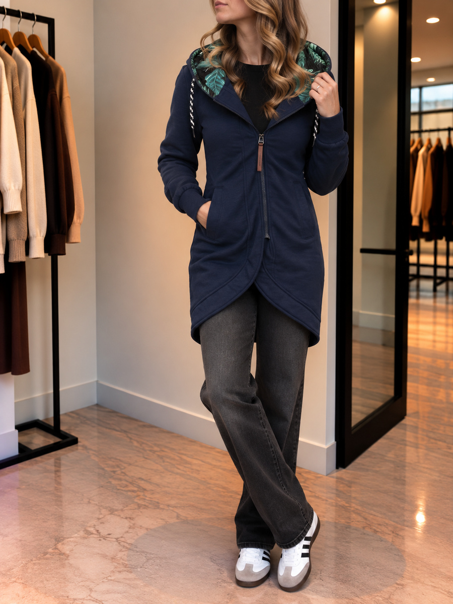 Fiana Asymmetric Hem Hooded Winter Coat