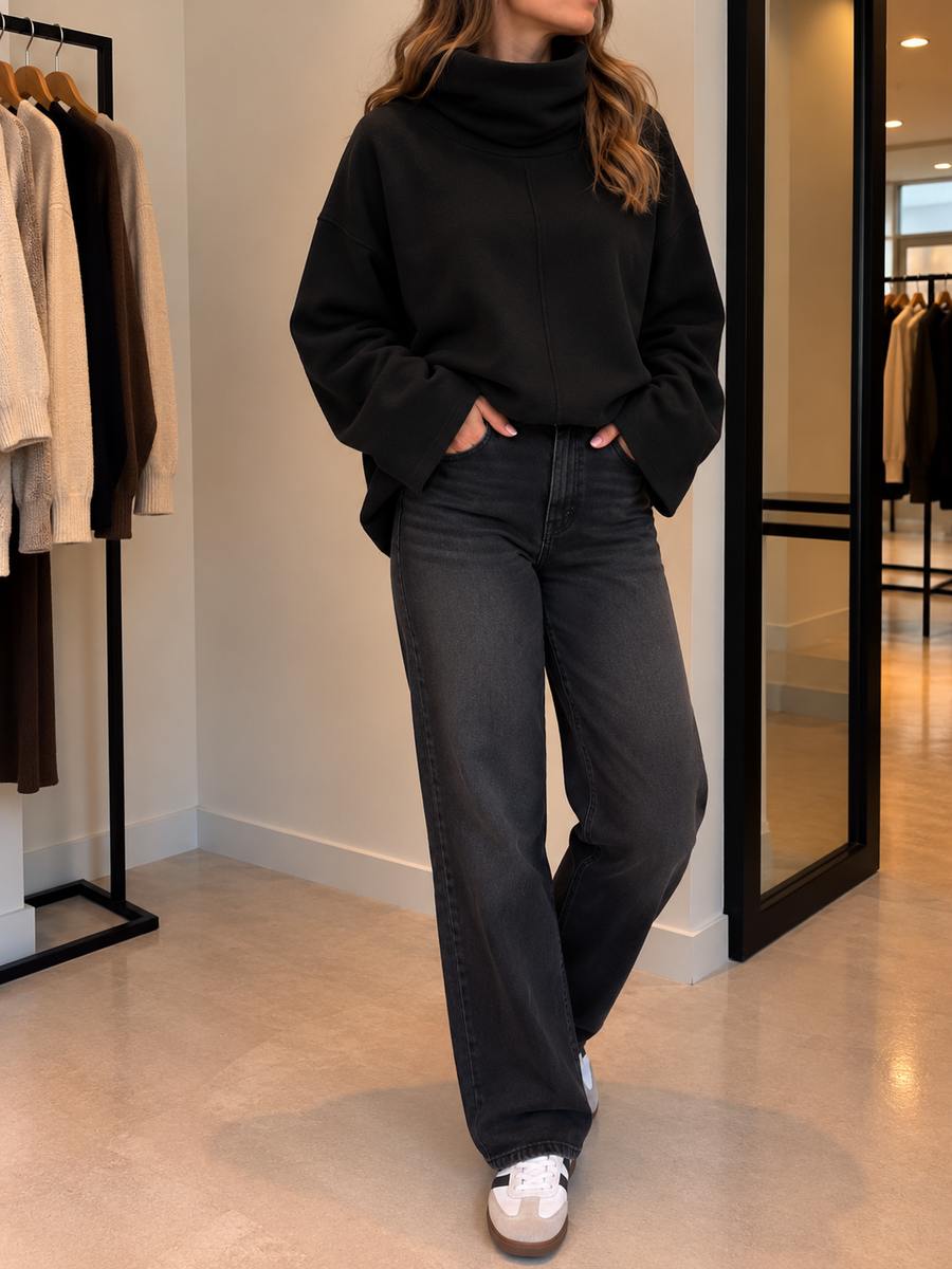 Charity Turtleneck Hooded Oversized Sweatshirt