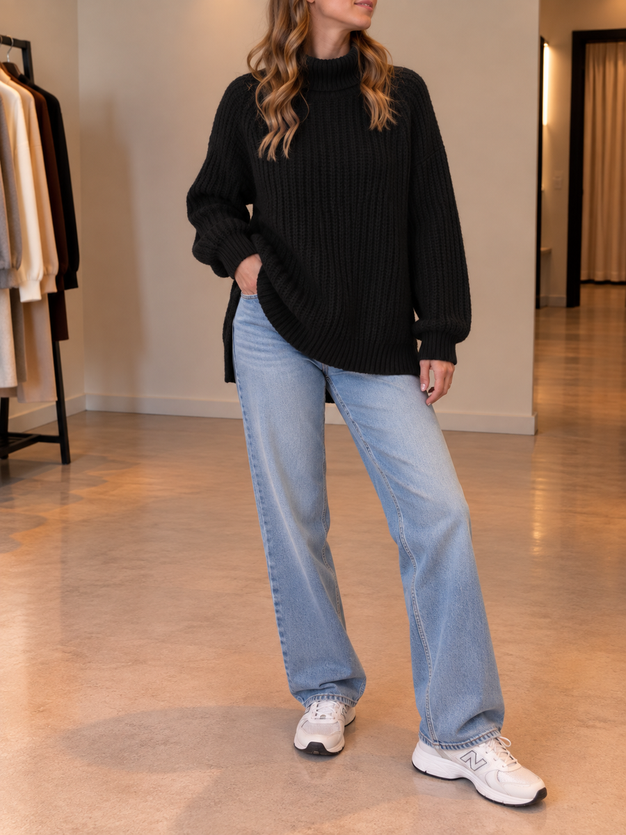 Silja Oversized Ribbed Turtleneck Sweater
