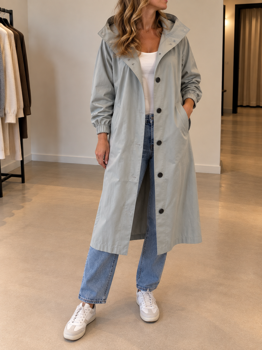 Vessa Long Hooded Trench Coat
