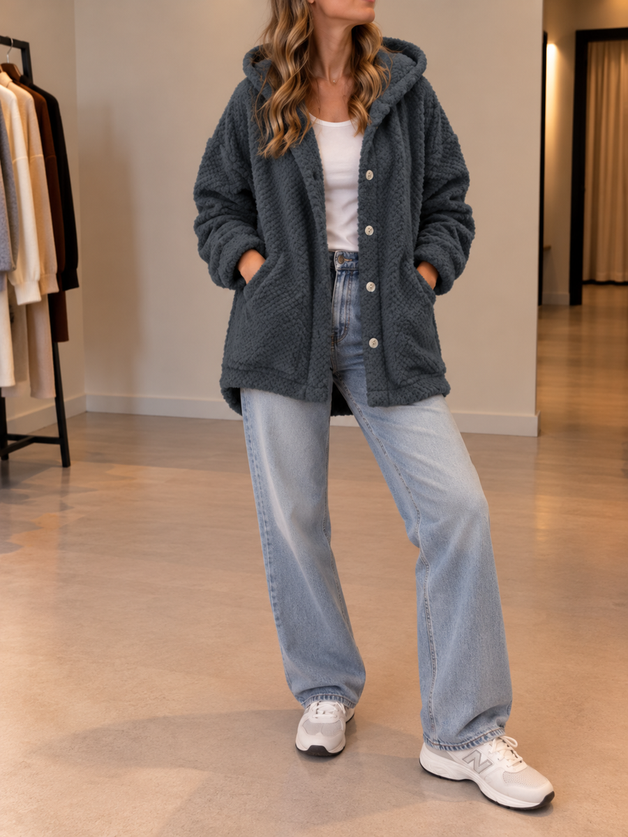 Michaela Long Hooded Sherpa Jacket