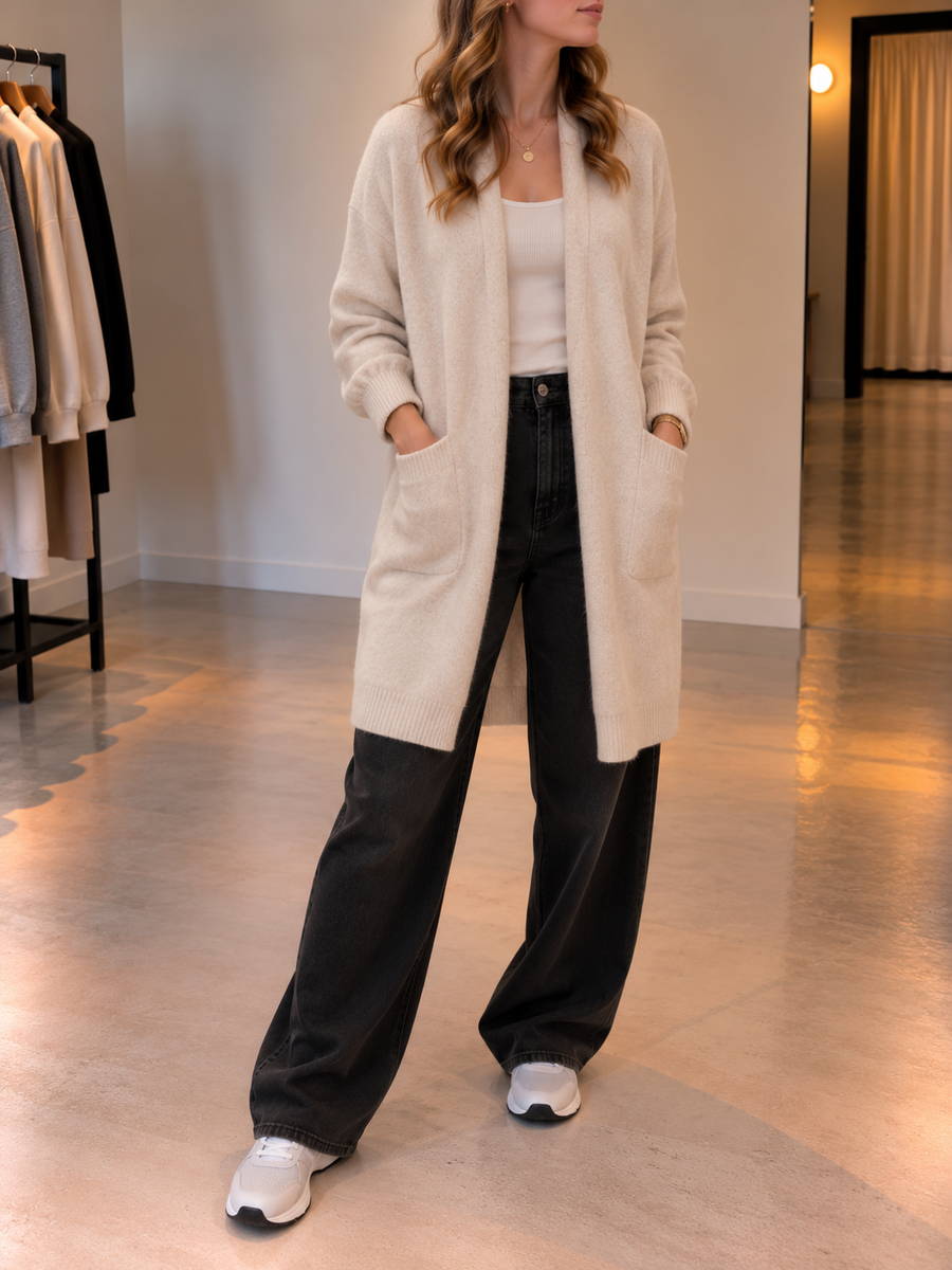 Morgan Longline Open Front Cardigan with Pockets