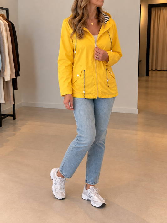 Norah Hooded Rain Jacket with Drawstring Waist