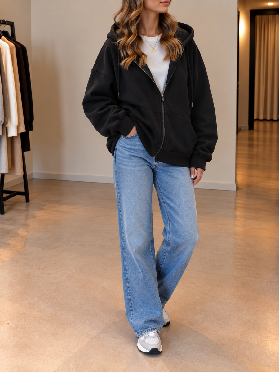 Evertje Oversized Hooded Baseball Jacket