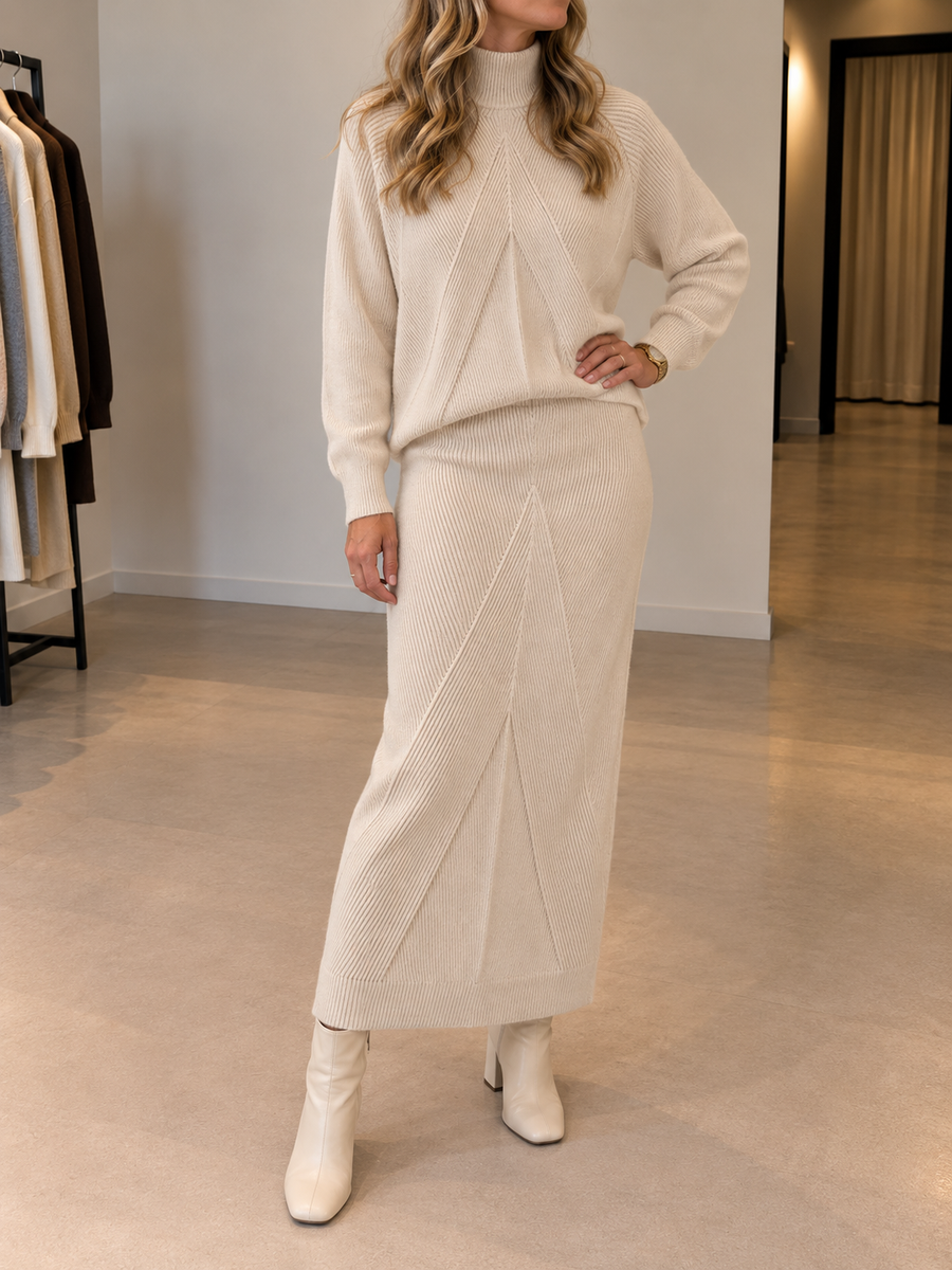 Natalia Ribbed Turtleneck Midi Sweater Dress