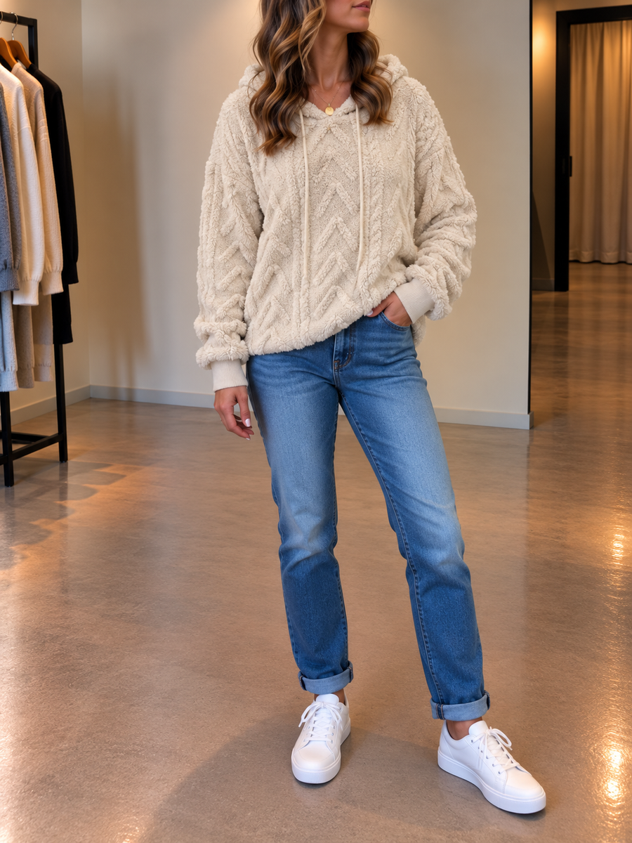 Carolina Sherpa Cable Pattern Hoodie