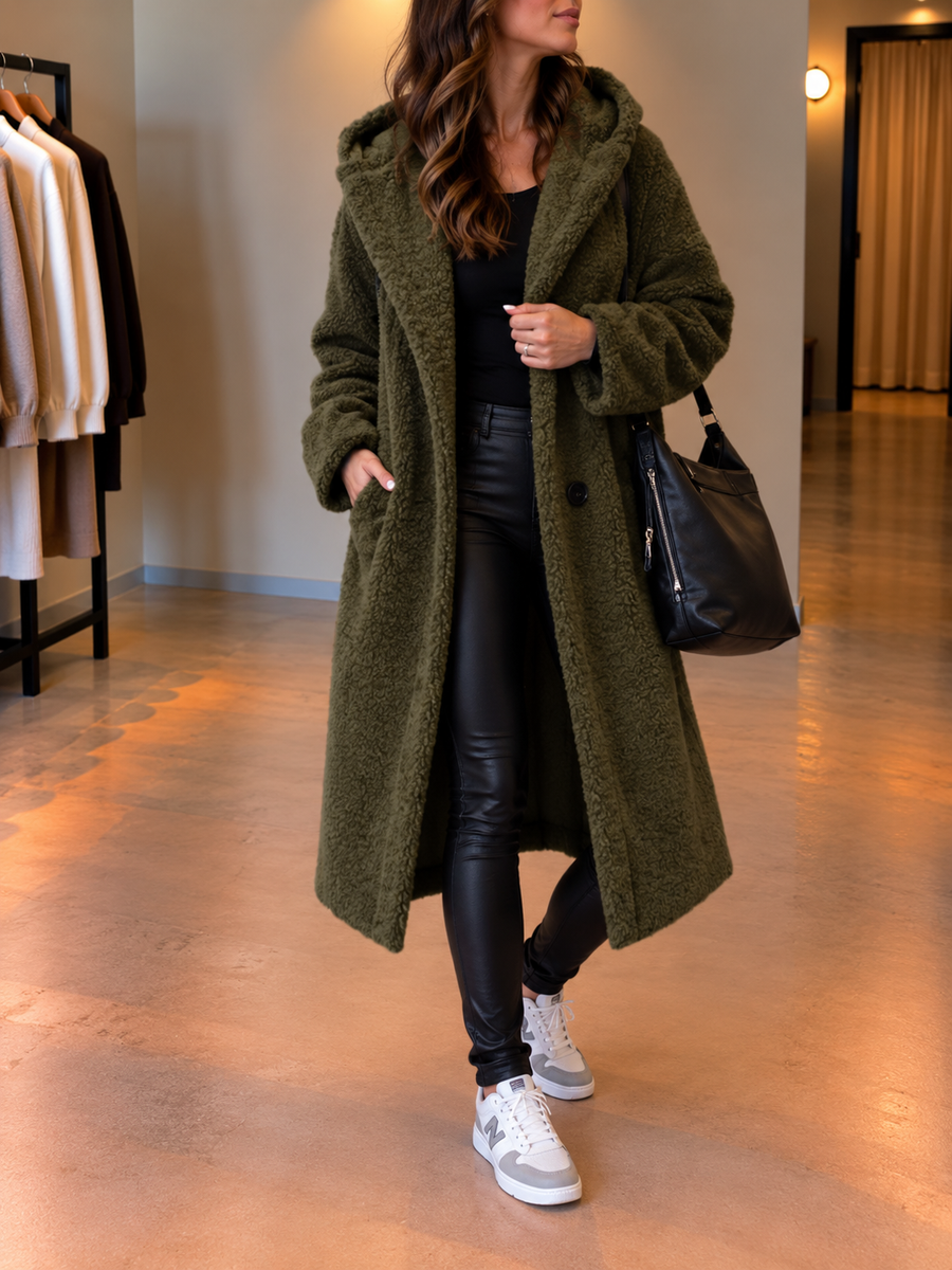 Jana Long Hooded Sherpa Coat