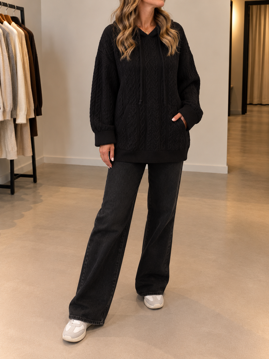 Luzia Oversized Cable Knit Hoodie