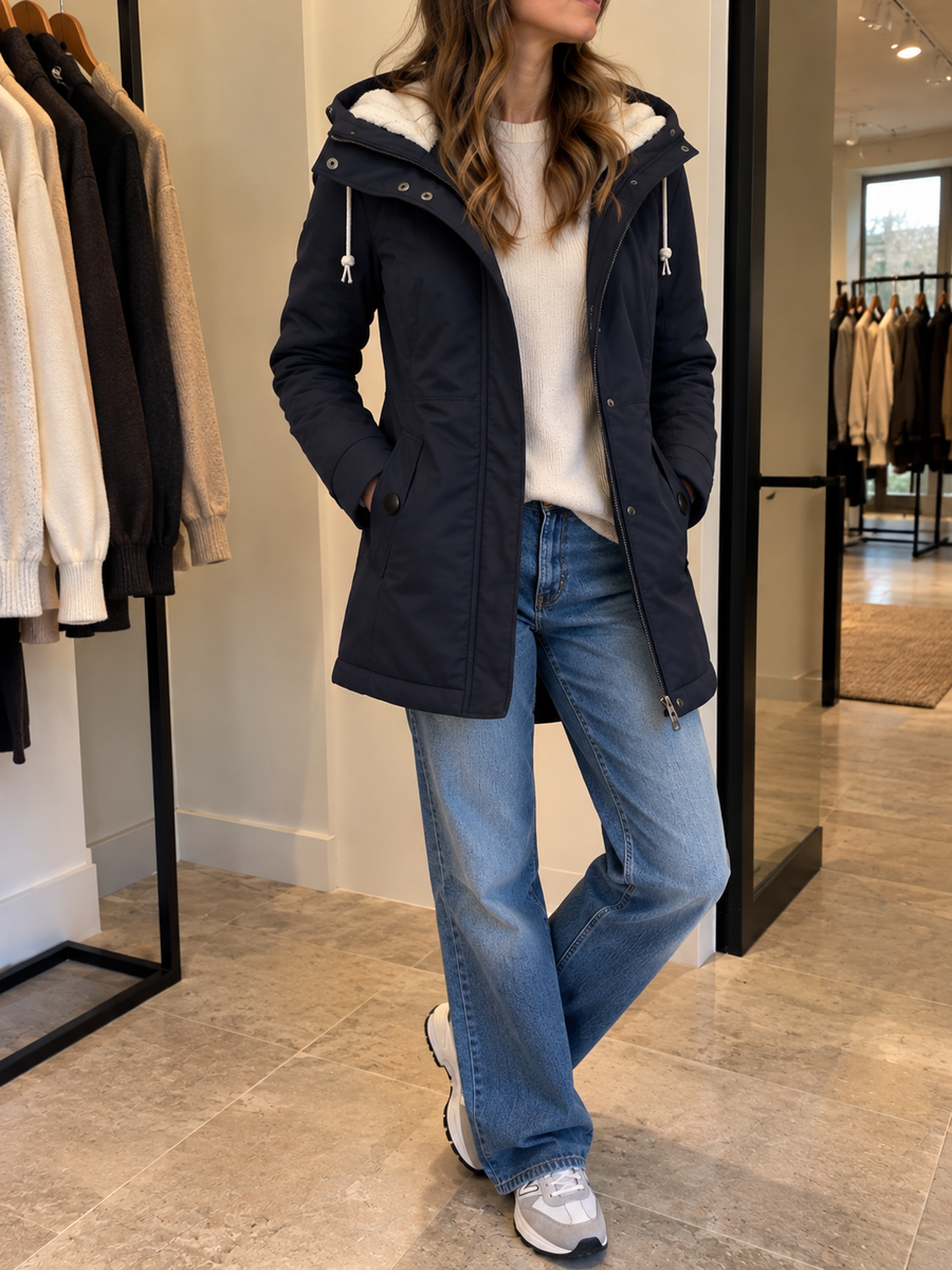 Janina Teddy Lined Hood Short Parka